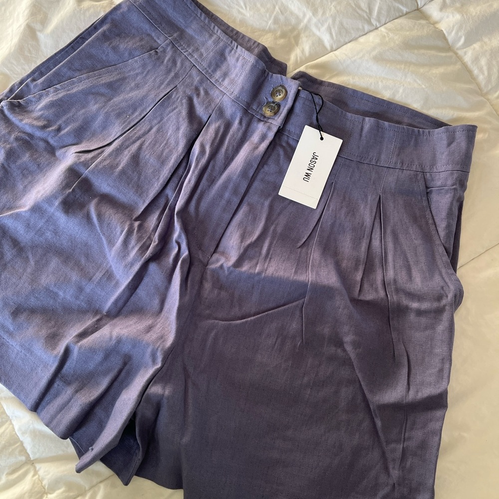 NWT JASON WU Pleated Linen 3.5” Shorts, Size 12 $230